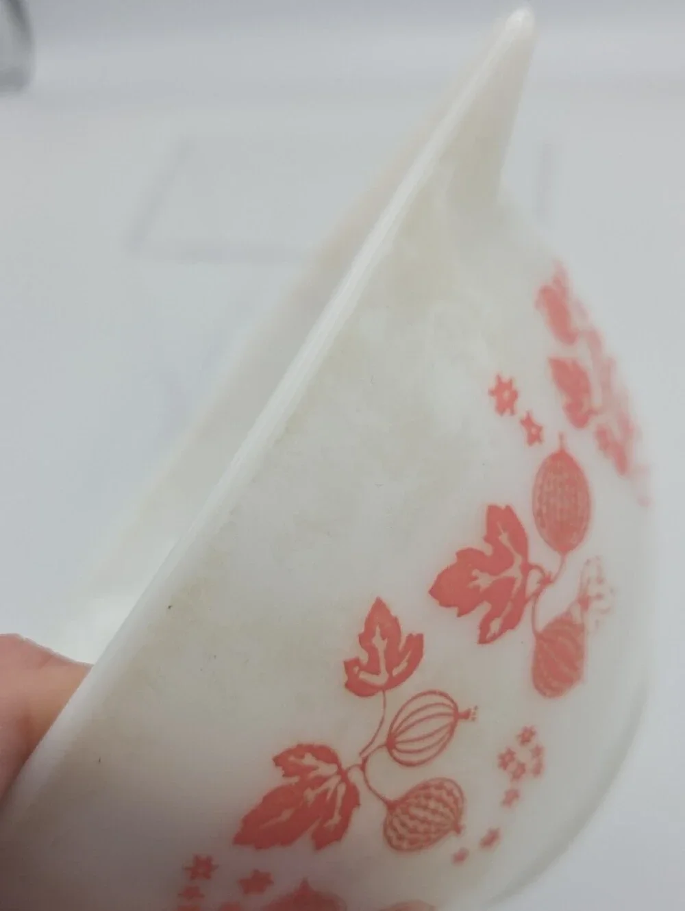 Pyrex White Mixing Bowl with Coral Berry Floral Pattern
